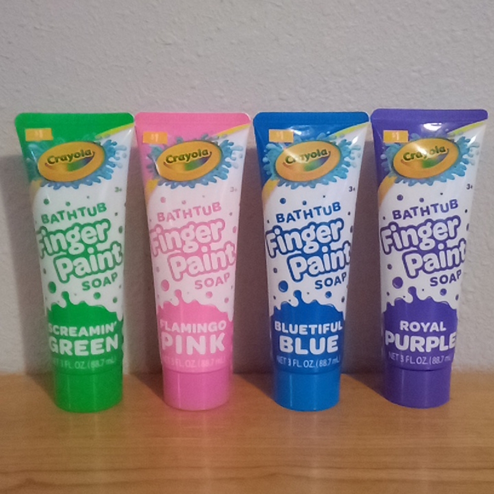 Crayola Bathtub Fingerpaint 4 Color Variety Pack, 3 Ounce Tubes